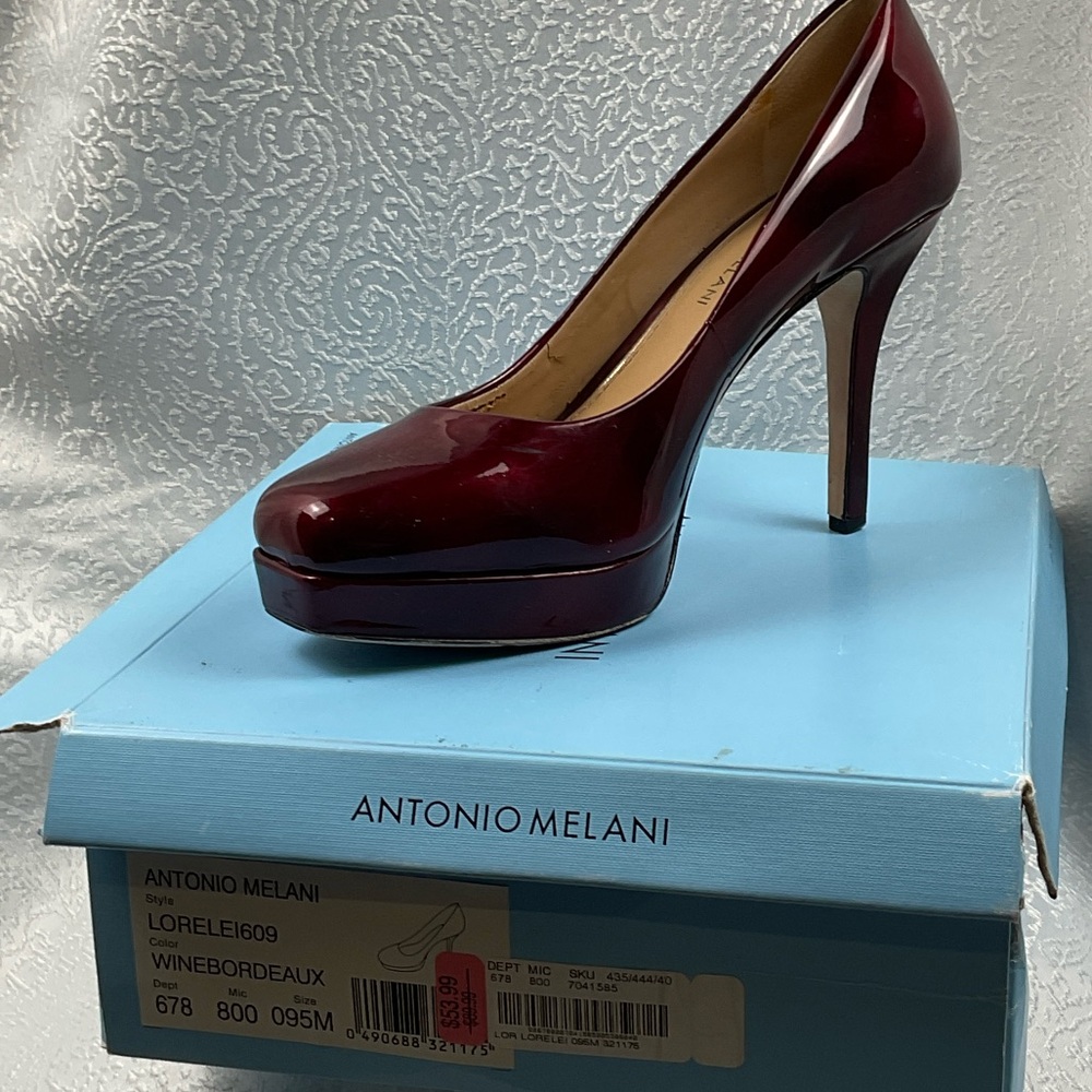 ANTONIO MELANI Women’s Sz9.5 Deep Red Heels - Picture 8 of 8
